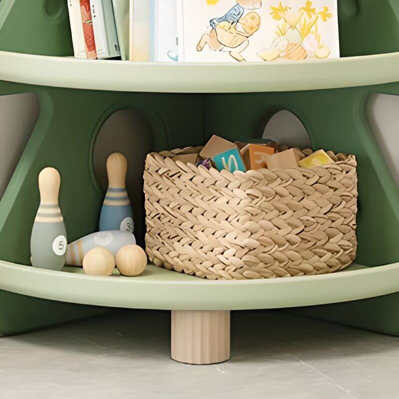 Corner Christmas Tree Toy Organizer with 4 Shelves and Bins