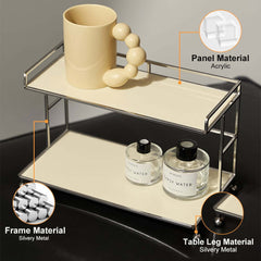 Cream Acrylic Freestanding Storage Shelf with Open Design