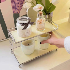 Cream Acrylic Freestanding Storage Shelf with Open Design