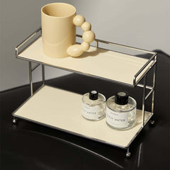 Cream Acrylic Freestanding Storage Shelf with Open Design