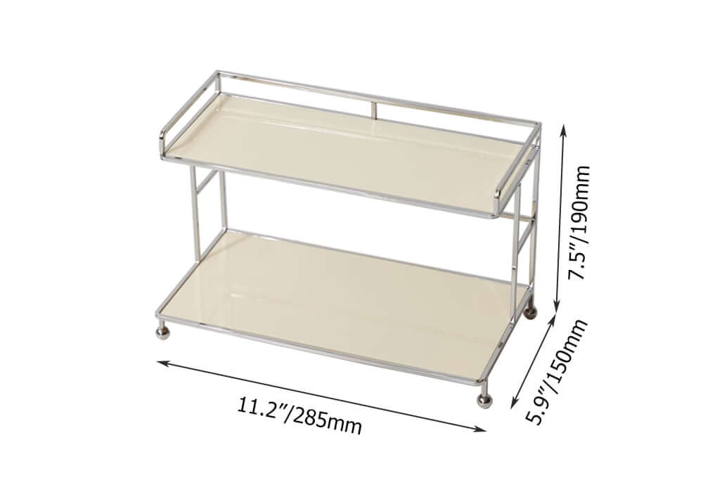 Cream Acrylic Freestanding Storage Shelf with Open Design Dimensions