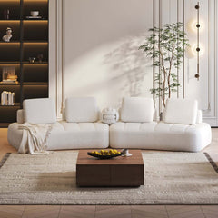 Curved Modular Sectional Sofa With Boucle Upholstery