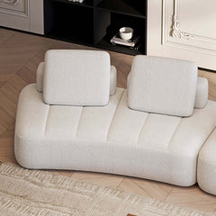 Curved Modular Sectional Sofa With Boucle Upholstery