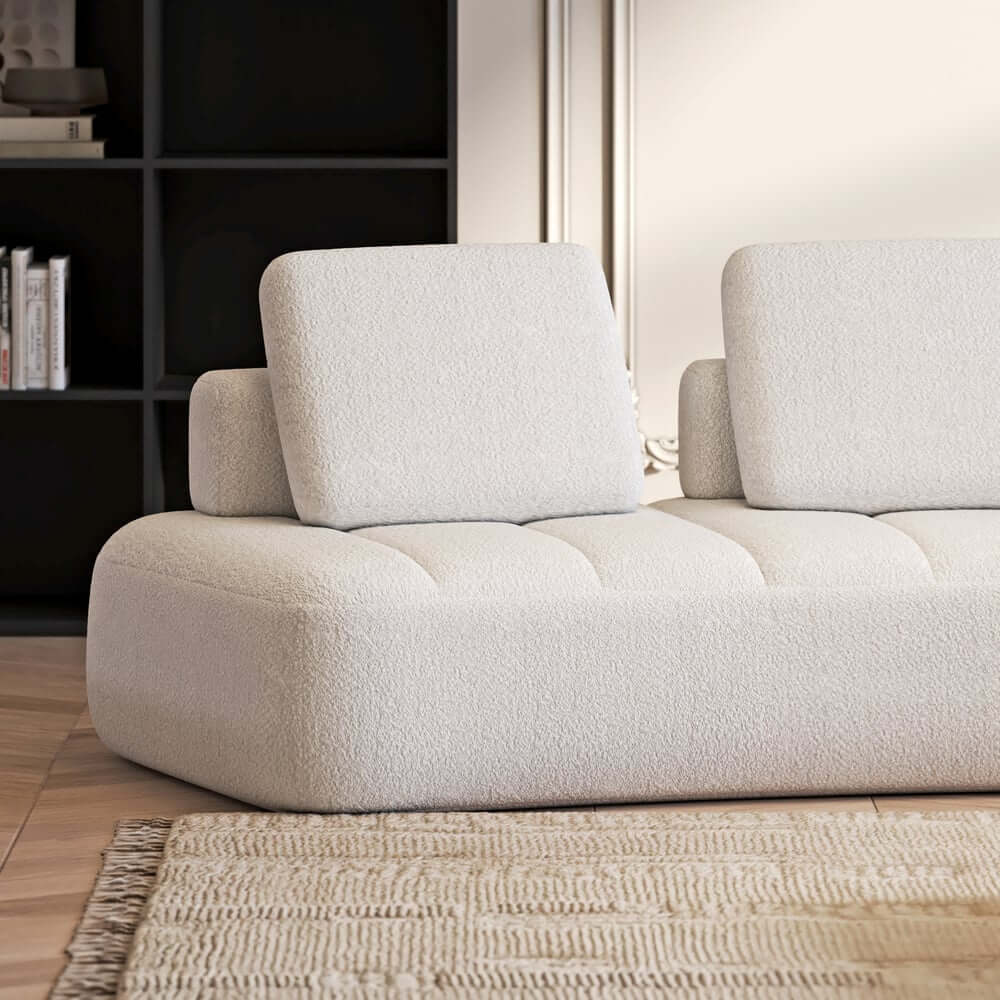 Curved Modular Sectional Sofa With Boucle Upholstery