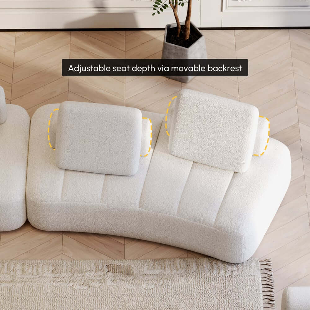 Curved Modular Sectional Sofa With Boucle Upholstery