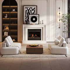 Curved Modular Sectional Sofa With Boucle Upholstery