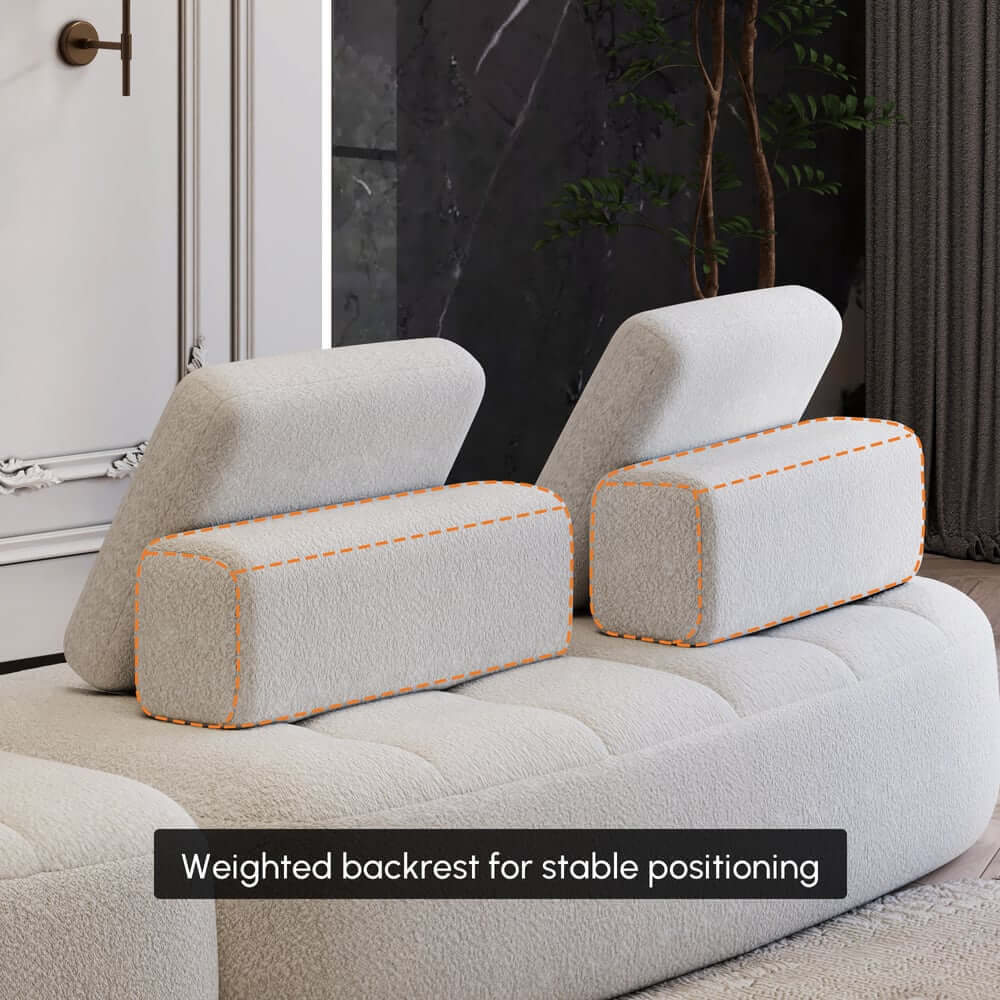 Curved Modular Sectional Sofa With Boucle Upholstery