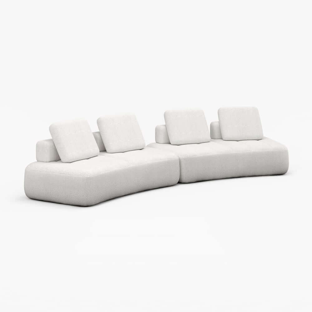 Curved Modular Sectional Sofa With Boucle Upholstery