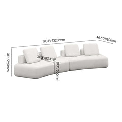 Curved Modular Sectional Sofa With Boucle Upholstery Dimensions