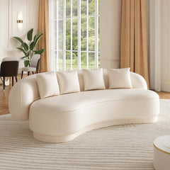 Curved Performance Leather Sofa Set with Swivel Feature