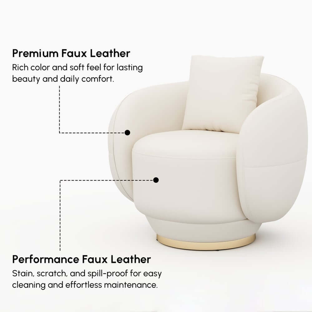 Curved Performance Leather Sofa Set with Swivel Feature