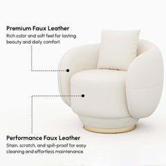 Curved Performance Leather Sofa Set with Swivel Feature