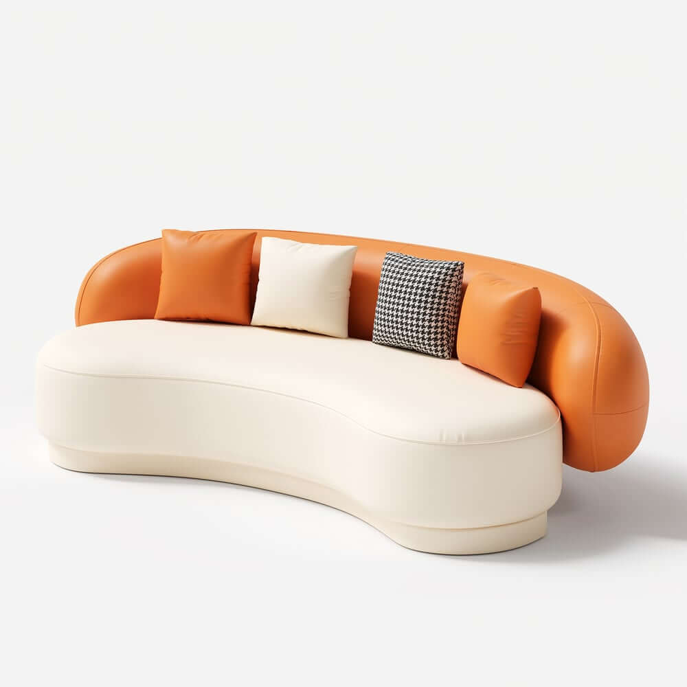 Curved Performance Leather Sofa Set with Swivel Feature