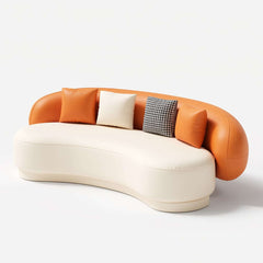 Curved Performance Leather Sofa Set with Swivel Feature