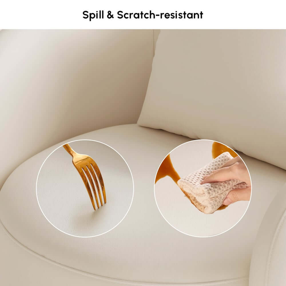 Curved Performance Leather Sofa Set with Swivel Feature