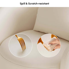 Curved Performance Leather Sofa Set with Swivel Feature