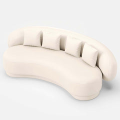 Curved Performance Leather Sofa Set with Swivel Feature