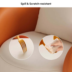 Curved Performance Leather Sofa Set with Swivel Feature