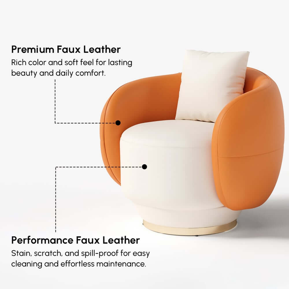 Curved Performance Leather Sofa Set with Swivel Feature