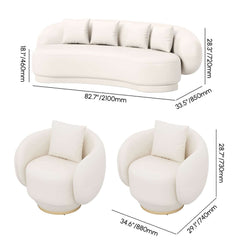 Curved Performance Leather Sofa Set with Swivel Feature Dimensions