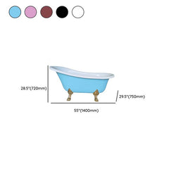 Modern Lucite Elliptical Clawfoot Bathtub with Single Slipper Design for Soaking Bathtubs