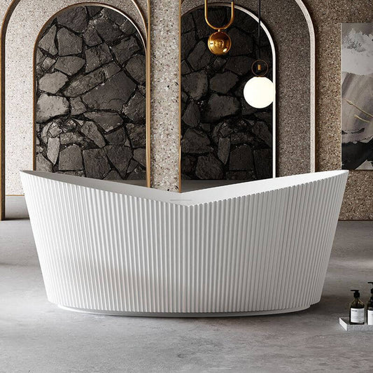 Modish Lucite Oval Freestanding Bathtub with Double Slipper Soaking Design Bathtubs