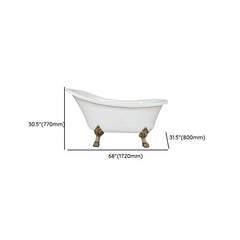Modern Lucite Elliptical Clawfoot Bathtub with Single Slipper Design for Soaking Bathtubs