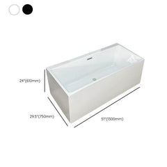 Ink Rectangular Freestanding Bathtub in Contemporary Style with Back to Wall Design, Polymethyl Methacrylate Material, and Soaking Bath Therapy, Tub, 39.4"L x 29.5"W x 24"H Bathtubs