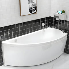 Contemporary White Acrylic Corner Bathtub with Drain for Washroom - 52"L x 30"W x 26"H Tub Left Bathtubs