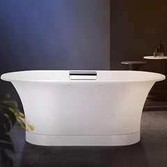 Modern White Oval Freestanding Bathtub with Soaking Function and Slip-Resistant Surface - Tub Bathtubs