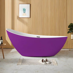 Contemporary Freestanding Soaking Bathtub Oval Slipper Acrylic Bathtub - White 59"L x 31.5"W x 32"H Tub Bathtubs