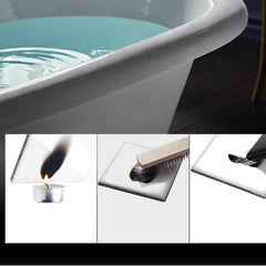 White Cast Iron Rectangular Drop-in Bathtub with Back to Wall Design, Slip Resistant, Valve, and Overflow Hole, Tub, With Arm, 59"L x 28"W x 16"H Bathtubs