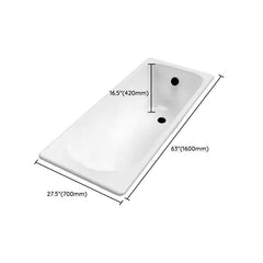 Simple Cast Iron Rectangular Chalk Drop-in Bathtub Soaking Back to Wall, Tub, 47"L x 27.5"W x 16.5"H Bathtubs