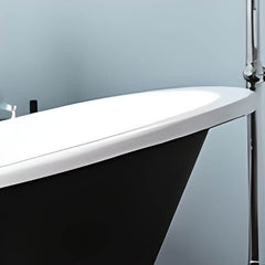 Clawfoot Bathtub with Porcelain Enameled Cast Iron, Single Slipper Design, Oval Shape, Contemporary Style, Chalk Color, and Soaking Bath Therapy, Tub Bathtubs