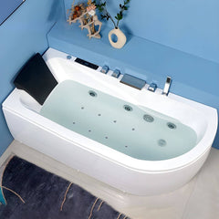 Modern Corner Free Form White Acrylic Soaking Bathtub with Seat Included - Tub with Deck Faucets Unavailable 55"L x 30"W x 23"H Bathtubs