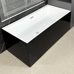 Ink Rectangular Freestanding Bathtub in Contemporary Style with Back to Wall Design, Polymethyl Methacrylate Material, and Soaking Bath Therapy, Tub, 39.4"L x 29.5"W x 24"H Bathtubs