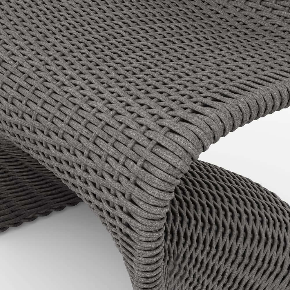 Dark Gray Coastal Dining Chairs - Set of 2, Woven Rattan