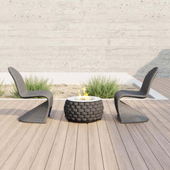 Dark Gray Coastal Dining Chairs - Set of 2, Woven Rattan