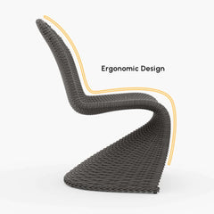 Dark Gray Coastal Dining Chairs - Set of 2, Woven Rattan