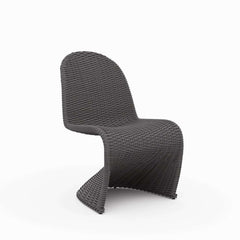 Dark Gray Coastal Dining Chairs - Set of 2, Woven Rattan