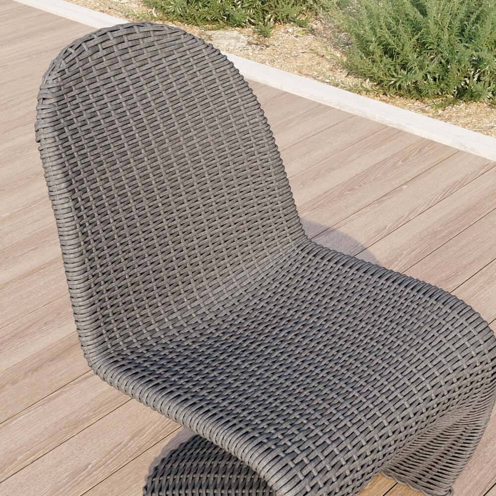 Dark Gray Coastal Dining Chairs - Set of 2, Woven Rattan