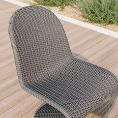 Dark Gray Coastal Dining Chairs - Set of 2, Woven Rattan