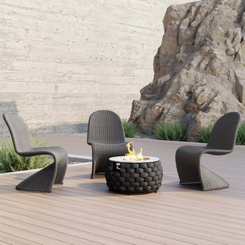 Dark Gray Coastal Dining Chairs - Set of 2, Woven Rattan