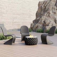 Dark Gray Coastal Dining Chairs - Set of 2, Woven Rattan