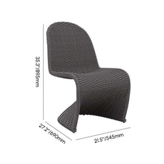 Dark Gray Coastal Dining Chairs - Set of 2, Woven Rattan Dimensions