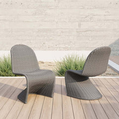Dark Gray Coastal Dining Chairs - Set of 2, Woven Rattan Main Product Image