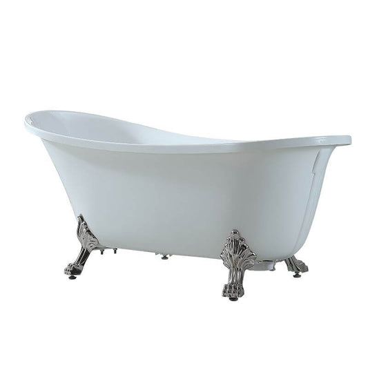 Modern Lucite Elliptical Clawfoot Bathtub with Single Slipper Design for Soaking Bathtubs