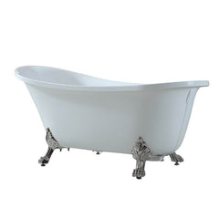 Modern Lucite Elliptical Clawfoot Bathtub with Single Slipper Design for Soaking Bathtubs