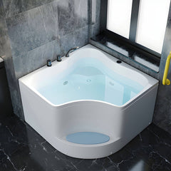 Corner Bathtub Seat Included Acrylic Pop-Up Drain Soaking in White - 35"L x 35"W x 25"H Tub Bathtubs