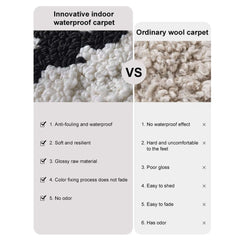 Diatom Filaments Waterproof Rectangle Rug in Abstract Black White Design